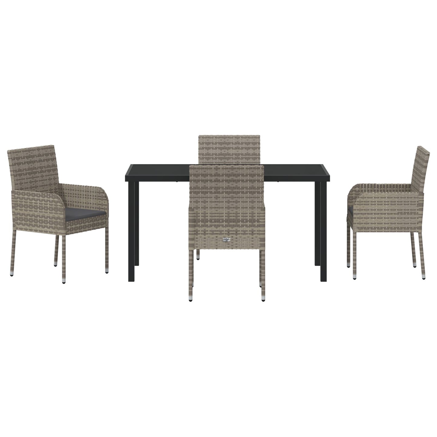 5-Delige Tuinset Met Kussens Grijs Poly Rattan