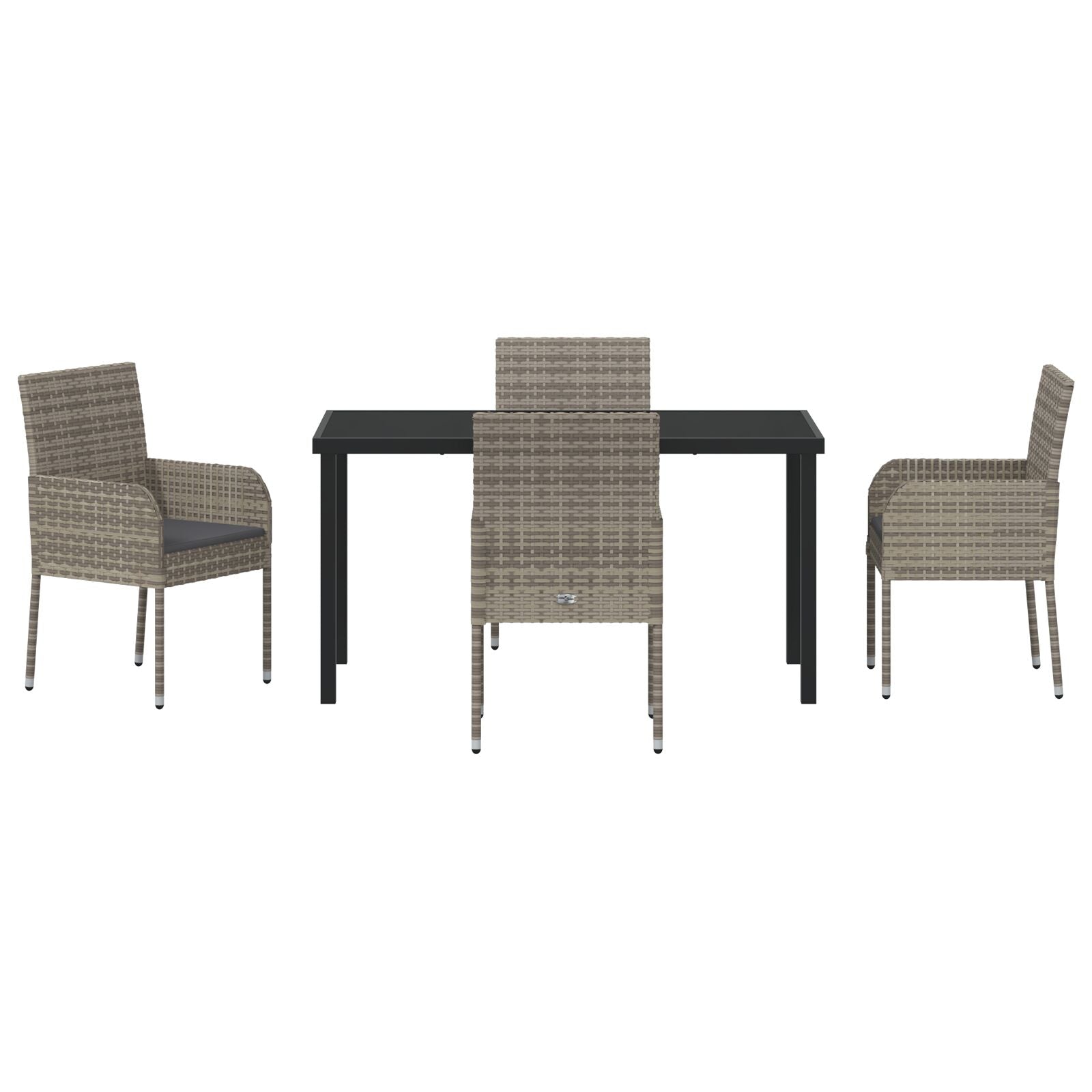 5-Delige Tuinset Met Kussens Grijs Poly Rattan