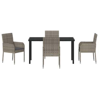 5-Delige Tuinset Met Kussens Grijs Poly Rattan
