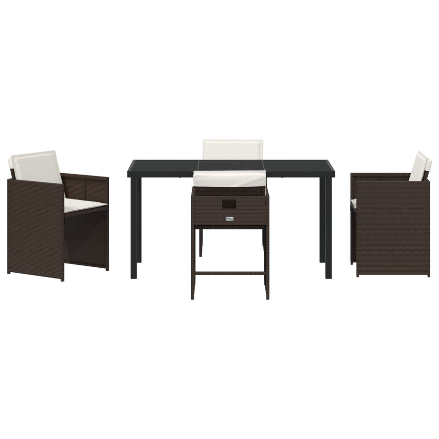 5-Delig Tuin Eetset Met Kussens Bruin Poly Rattan