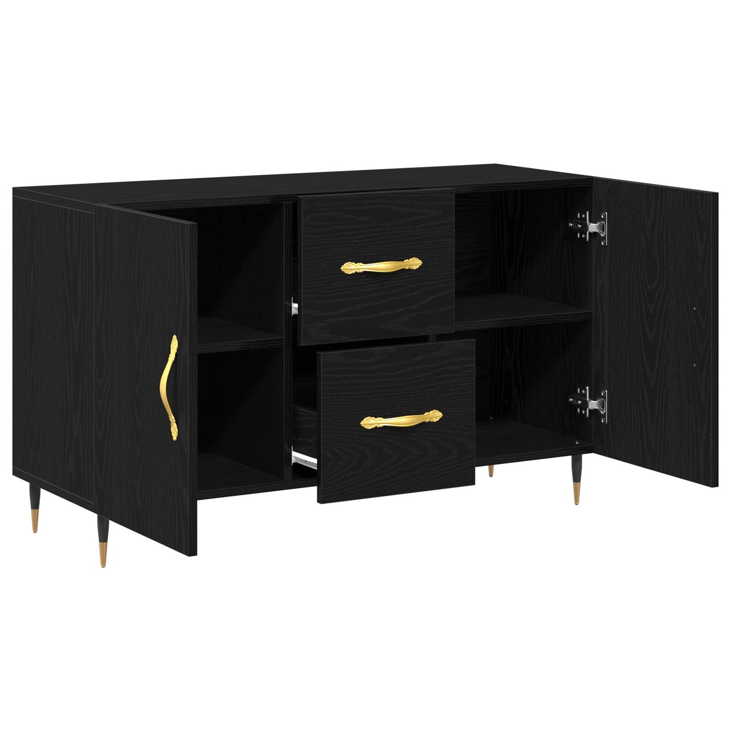 Dressoir Zwart Eiken 100X36X60 Cm Gelaagd Hout