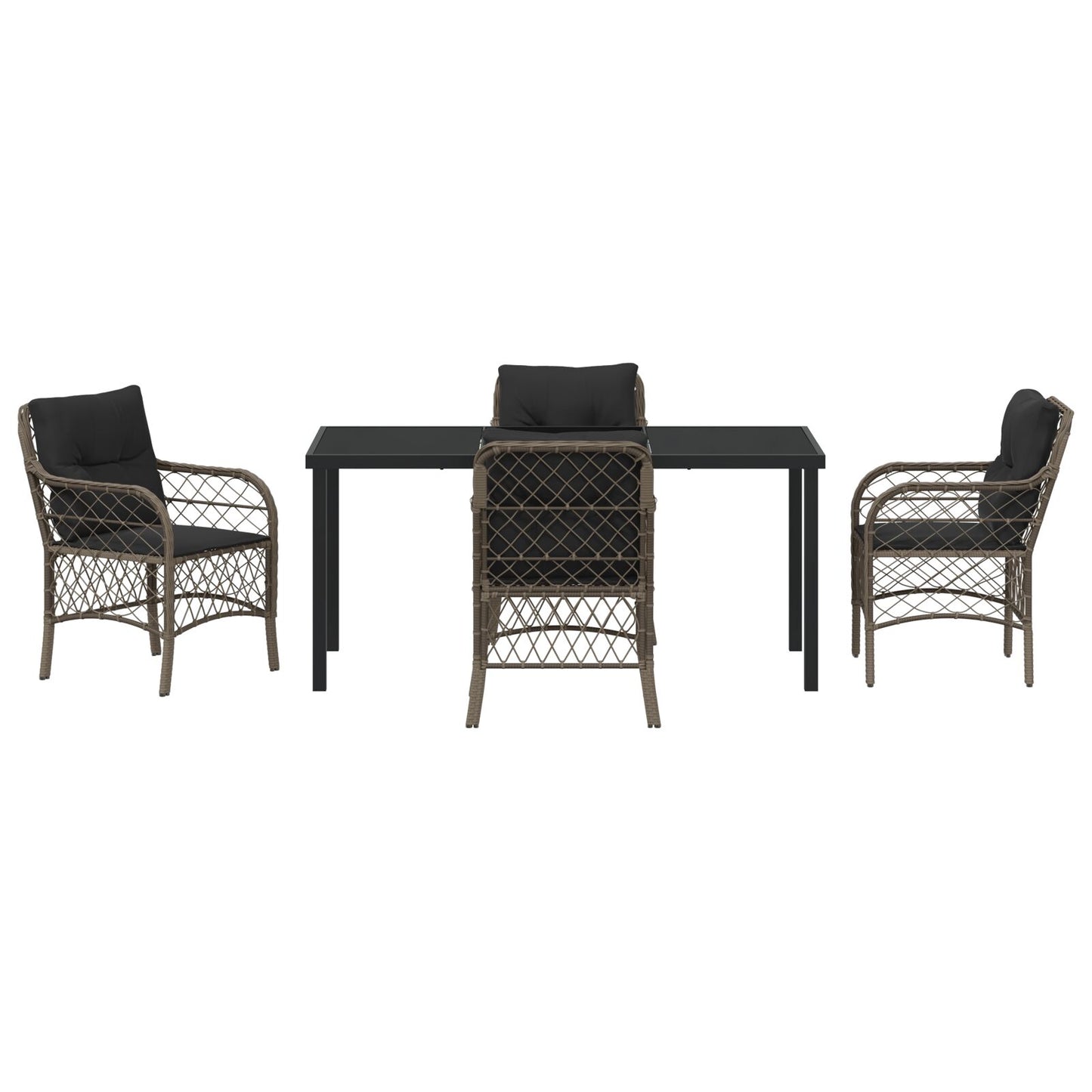 5-Delige Tuin Eet Set Met Kussens Grijs Poly Rattan