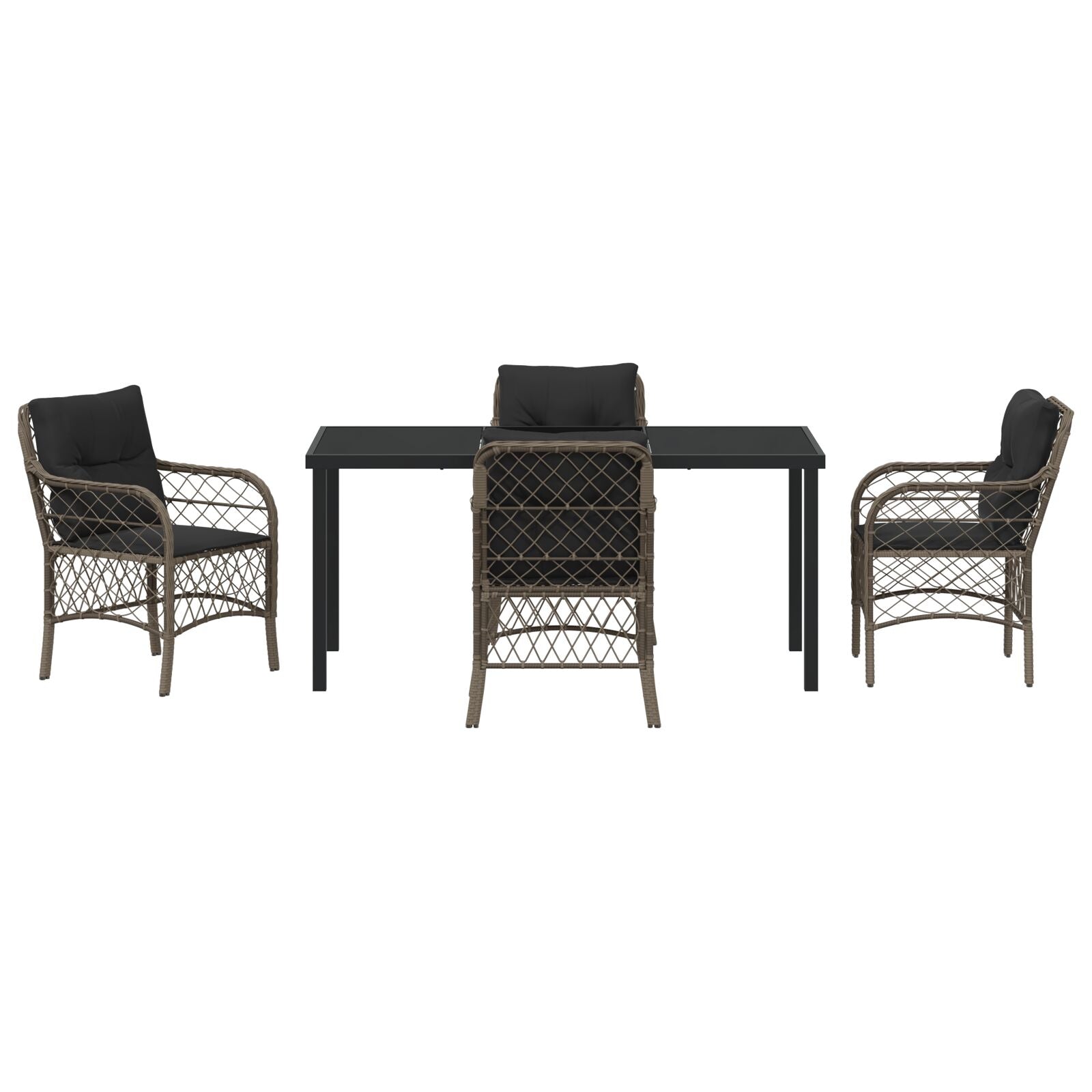 5-Delige Tuin Eet Set Met Kussens Grijs Poly Rattan