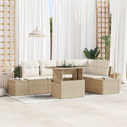 Tuinset poly rotan 6-delig beige