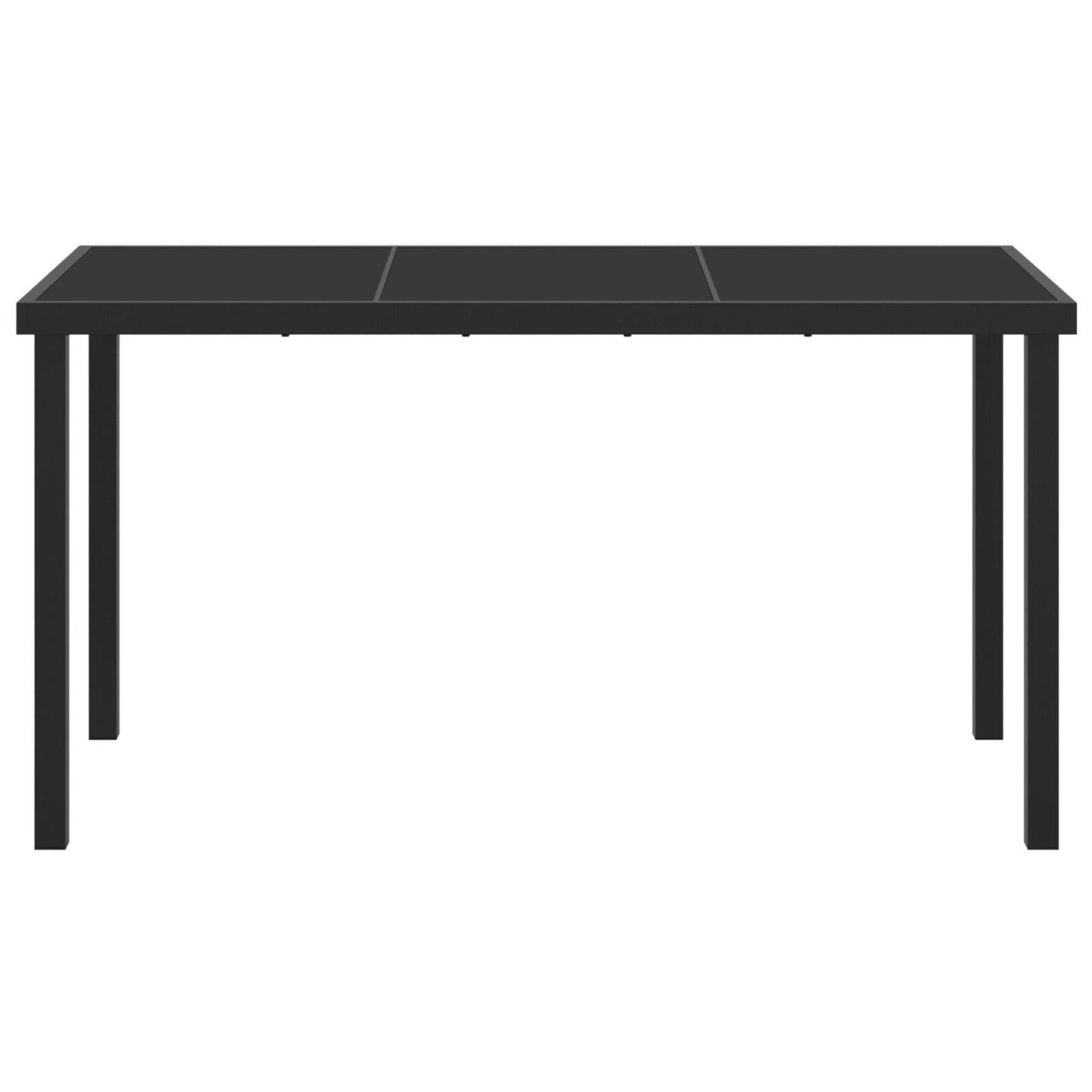 Tuin Tafel Zwart 140X80X73 Cm Veiligheidsglas 140 x 70 x 73 cm