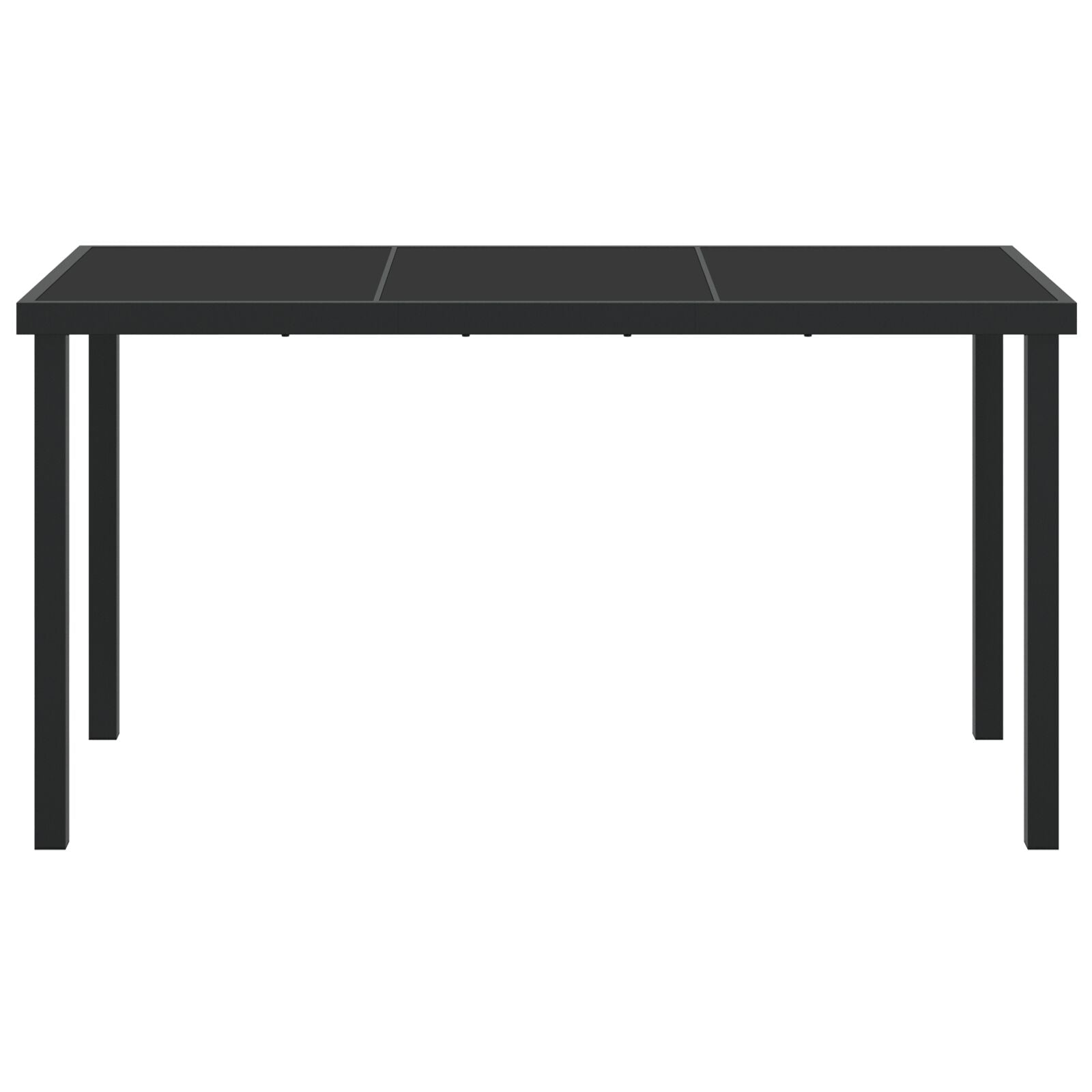 Tuin Tafel Zwart 140X80X73 Cm Veiligheidsglas 140 x 70 x 73 cm