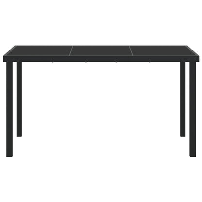 Tuin Tafel Zwart 140X80X73 Cm Veiligheidsglas 140 x 70 x 73 cm