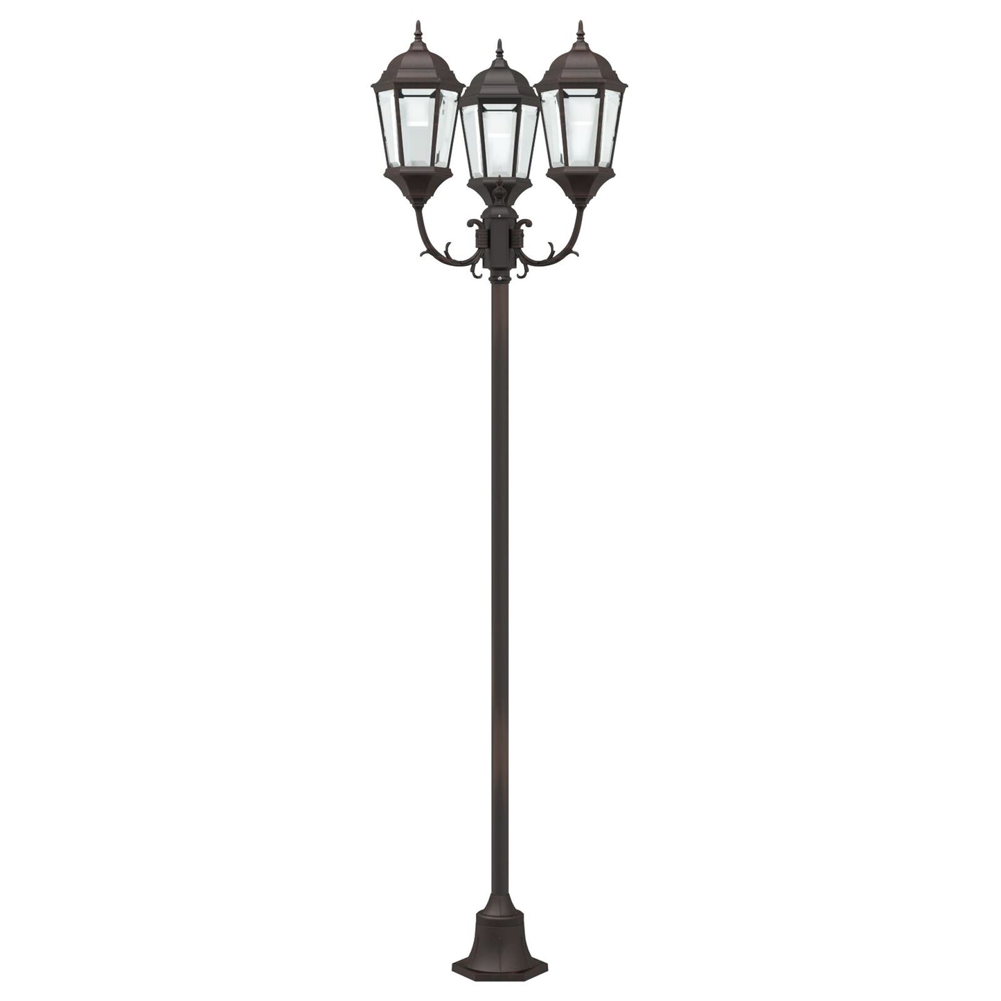 Tuinlichtpaal 3-Lamp E27 220 Cm Aluminium Brons
