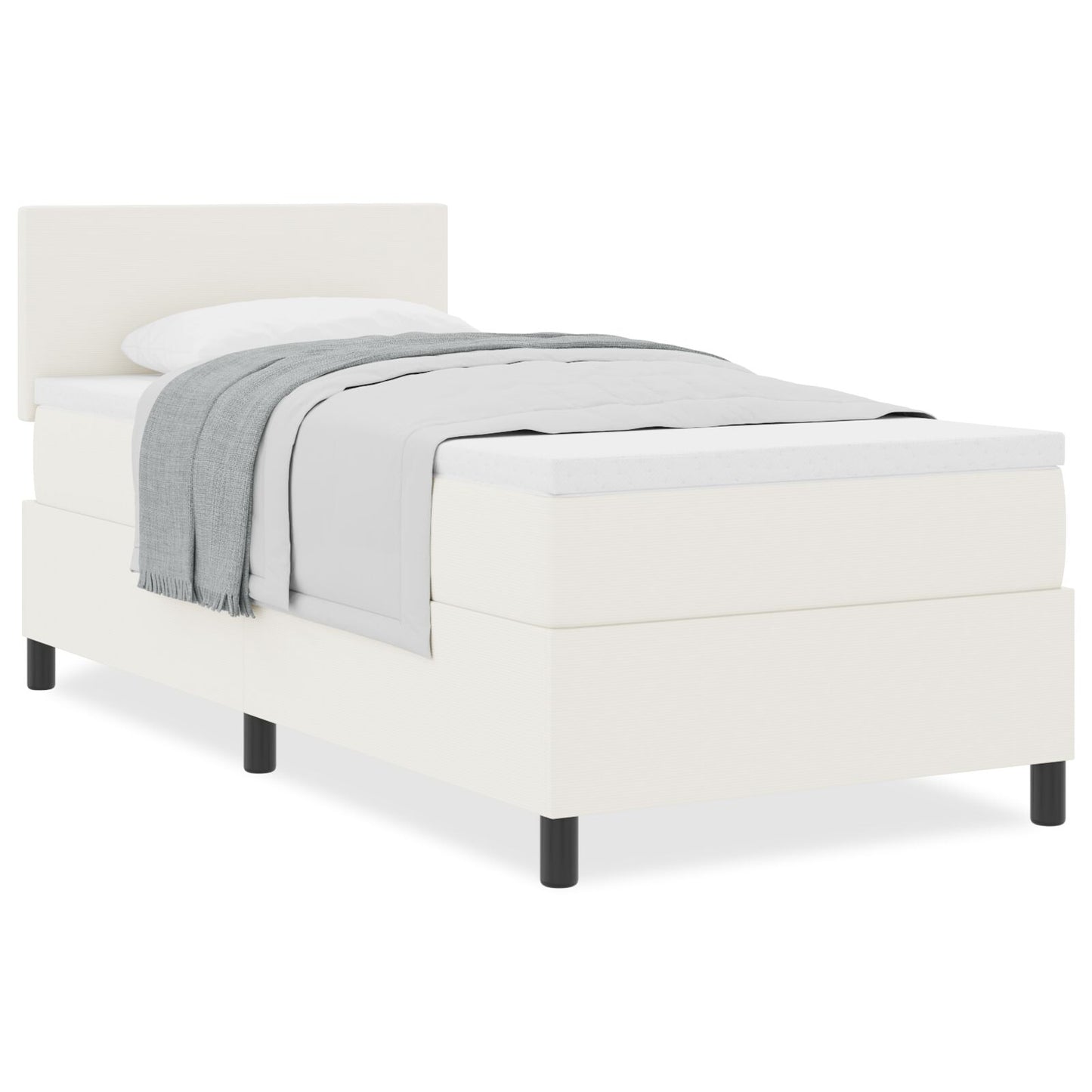 Boxspringbed Met Matras Crème 100X200 Cm Corduroy Stof