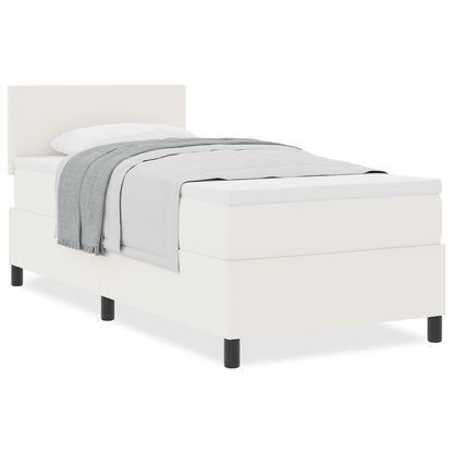 Boxspringbed Met Matras Crème 100X200 Cm Corduroy Stof