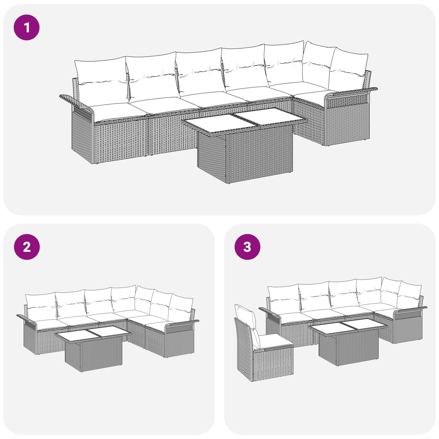 7-Delige Tuin Sofa Set Met Kussens Bruin Poly Rattan