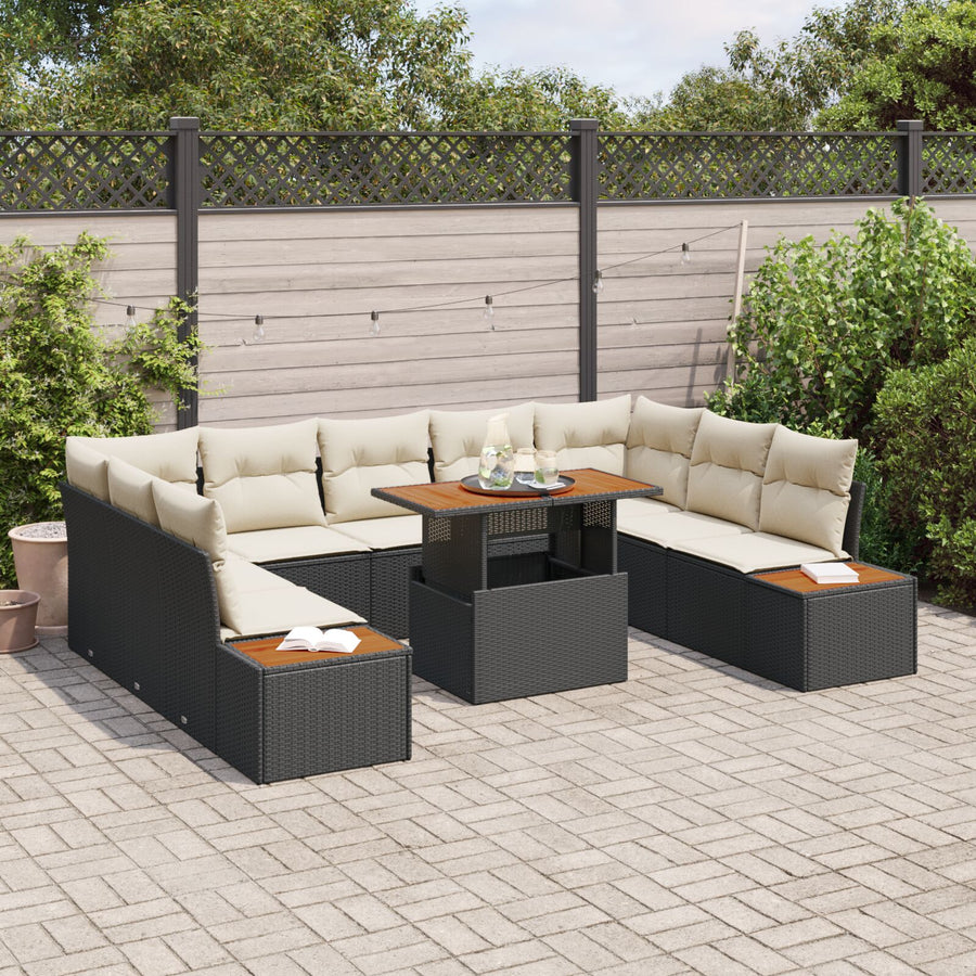 Tuinbank Set Set Van 6 Zwart Frame Met Beige Kussens