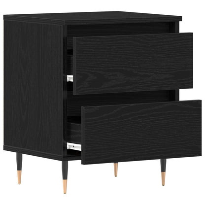 Bedside Cabinets 2 St Black Oak 40X35X50 Cm Gefabriceerd Hout