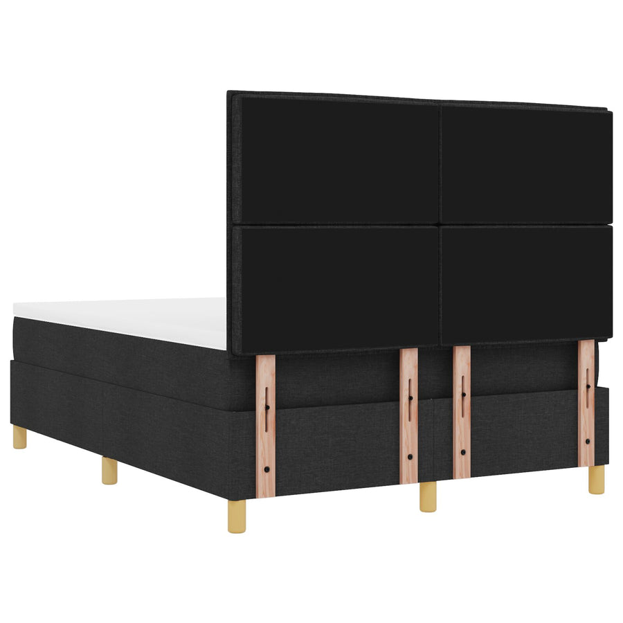 Boxspring Bed Met Matras En Bank Stof Zwart 140 x 200 cm Lijnen ontwerp