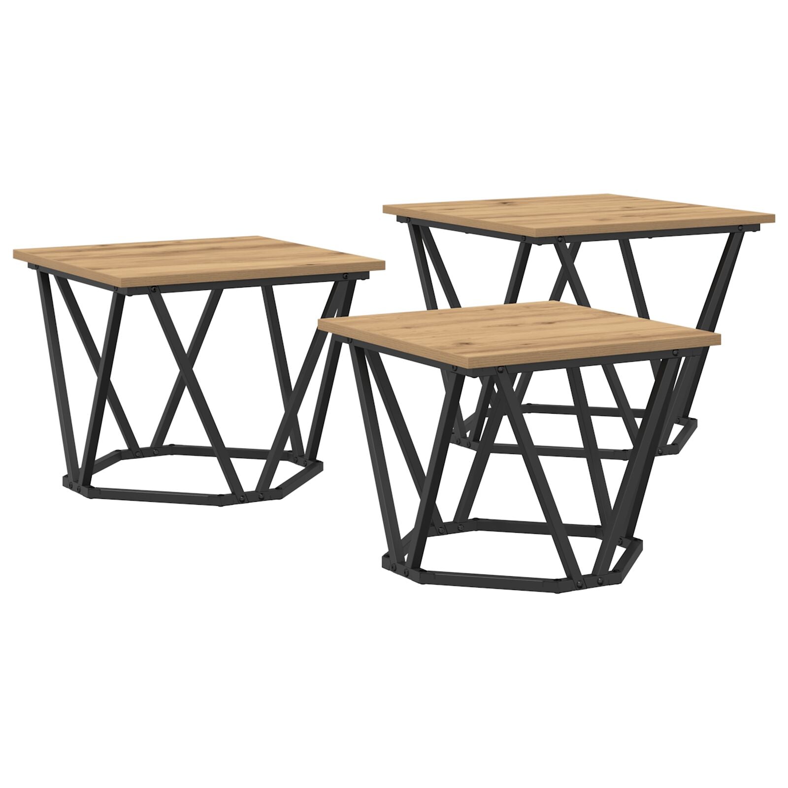 Bijzettafels 3 Stuks Engineered Hout Artisan eiken