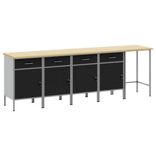 5-Delige Werkcabinet En Hoektafel Set Geengineerd Hout 4x (84 cm) Zwart Tafel + 4x kast