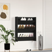 Schoenenkast wandmontage 80x18x90 cm zwart eiken