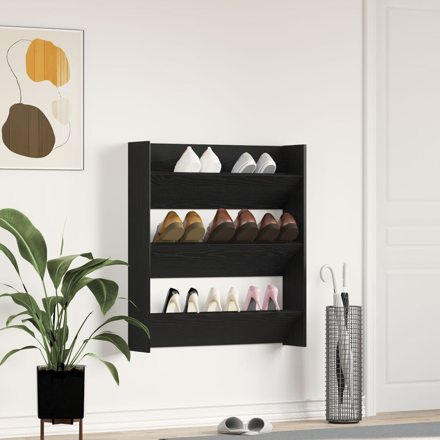 Wand Schoenenkast Van Hout Zwart eiken