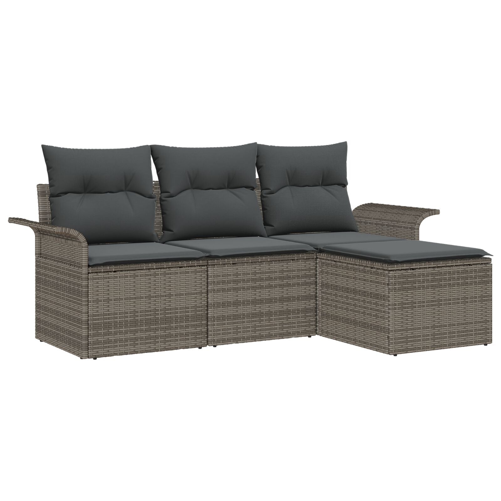 4-Delige Tuin Sofa Set Met Kussens Grijs Poly Riet