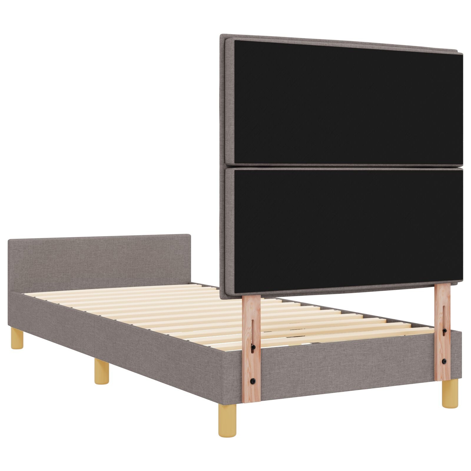 Bedframe In Taupe, 80X200 Cm, Stoffen Crème