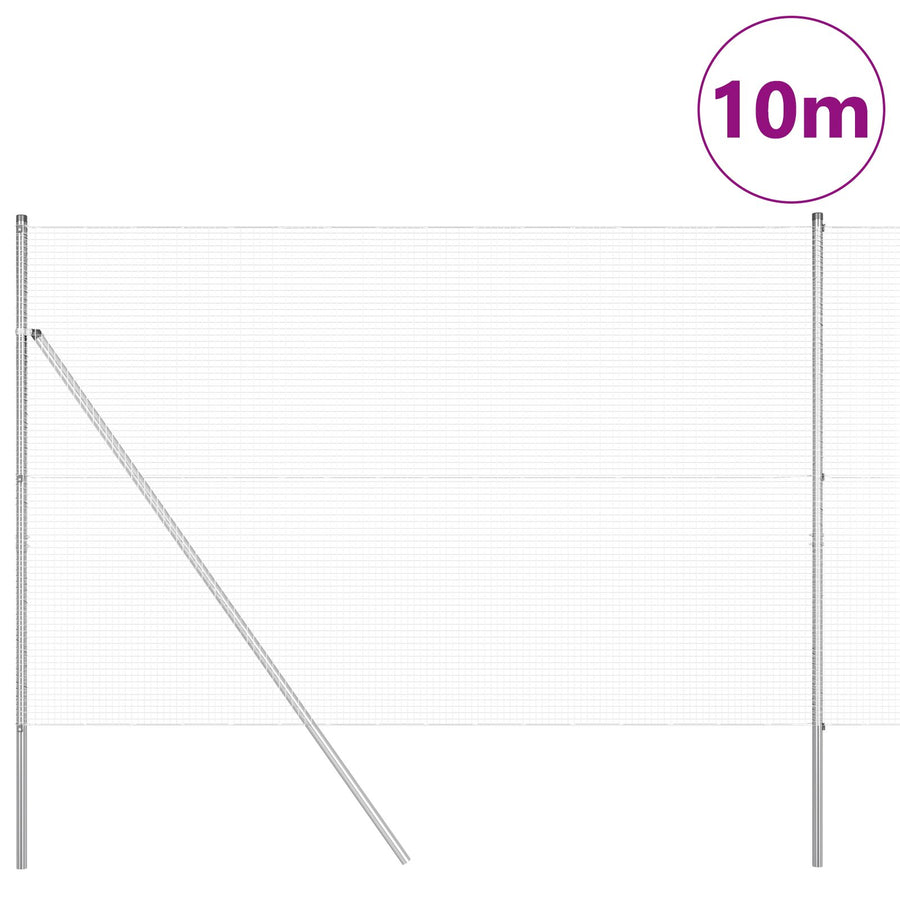 Hekpaalset Set Van 2 Gegalvaniseerd Staal 10 X 1,5 M Duurzaam Gegalvaniseerd Staal
