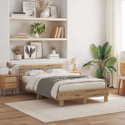 Eiken Bedframe Massief Eikenhout Ambachtelijk Eiken 135 x 190 cm