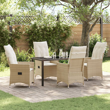 5-Delige Tuin Eetset Met Kussens Beige Poly Riet.
