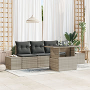 Loungeset poly rattan 5-delig lichtgrijs