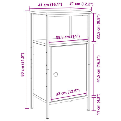 Nachtkastje 41X31X80 Cm Bewerkt Hout Zwart eiken