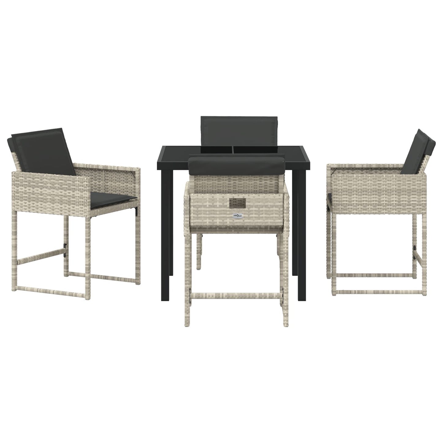 5-Delige Tuin Dineerset Met Kussens In Lichtgrijs Poly Rattan