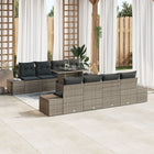 Garden Sofa Set 9 pcs Grey Poly Rattan and Powder-Coated Steel