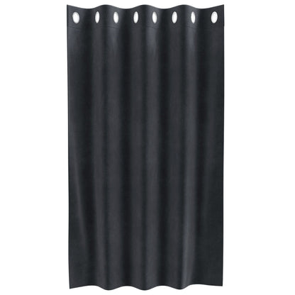 Zwarte Outdoorgordijnen 2 Stuks Fluweel Donkergrijs 140 x 140 cm met oogjes