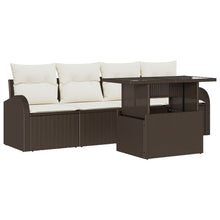 5-Delige Tuin Sofa Set Met Kussens Bruin Poly Rattan