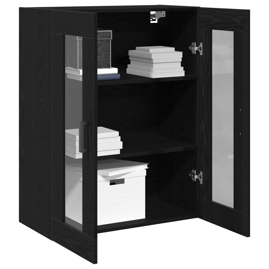 Wandkast Met Glazen Deuren Zwart Eiken 69.5X34X90 Cm