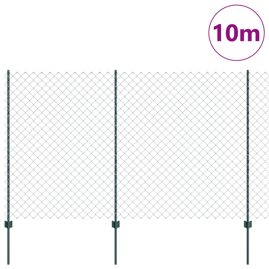 Kettinglinkhek Met 10 U-Palen Groen 1.6X10 M Staal
