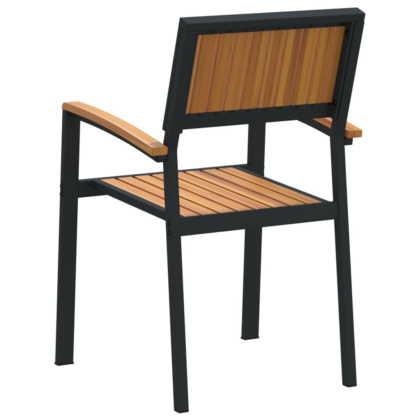 Buitenstoelen 2 Stuks Stapelbaar Massief Hout Acasia & Metaal Natuurlijk en zwart