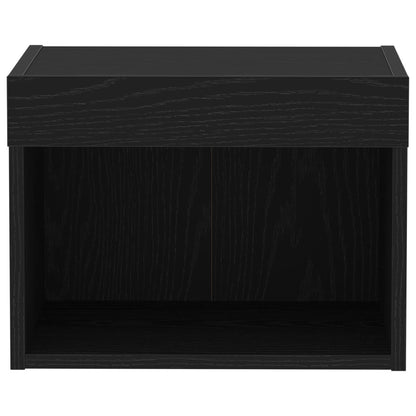 Wandkast Met Led-Verlichting Zwart Eik 40X30X30 Cm
