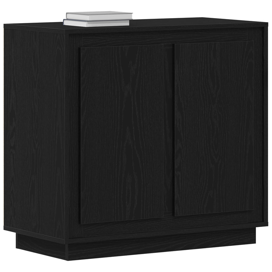 Sideboard Zwart Eiken 80X34X75 Cm Gelaagd Hout
