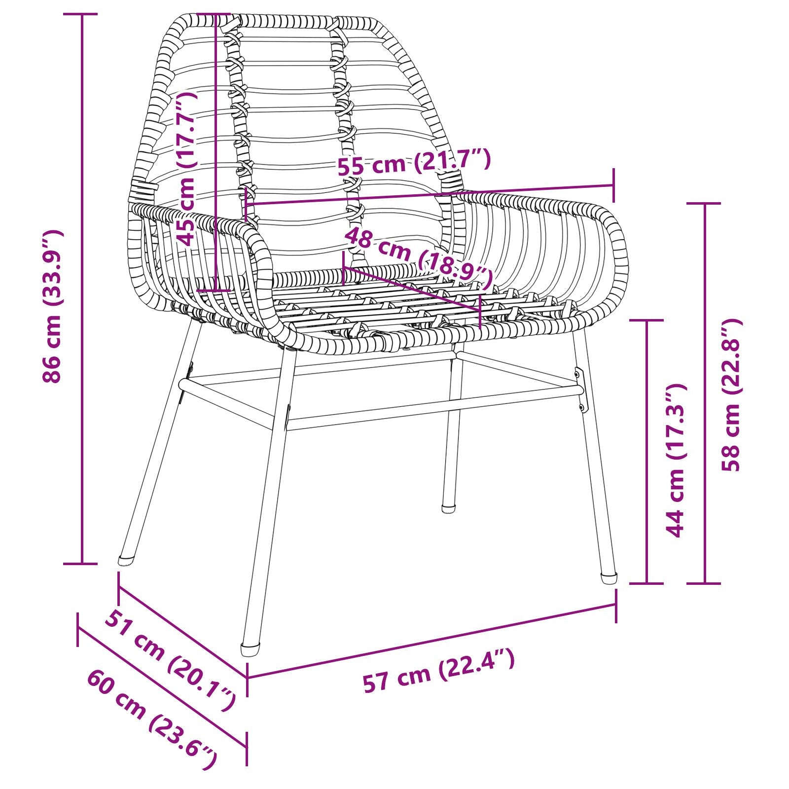 5-Delige Tuin Eetset Zwart Poly Rattan