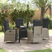 Tuinstoelenset 5-delig lichtgrijs polyrattan