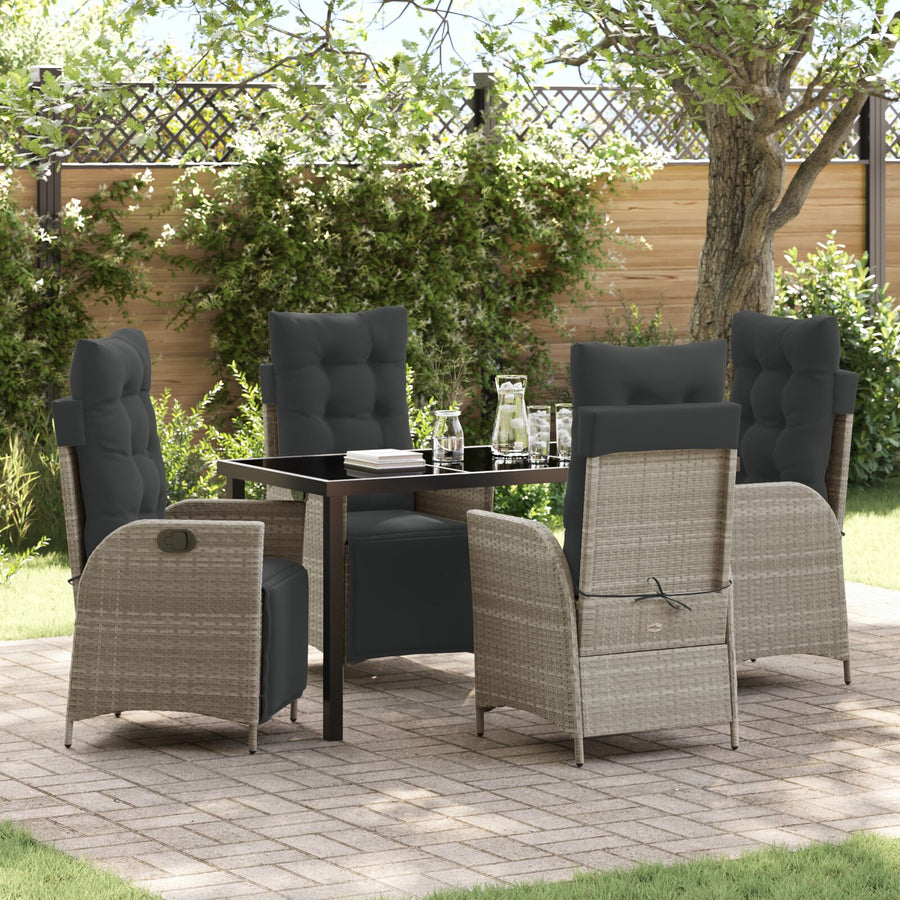 5-Delig Tuin Eetset Lichtgrijs Poly Rattan