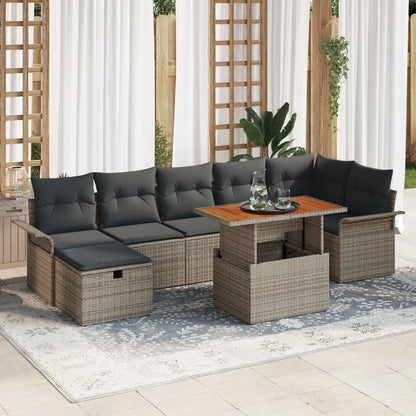 8-Delig Tuin Sofa Set Met Kussens Grijs Poly Rattan