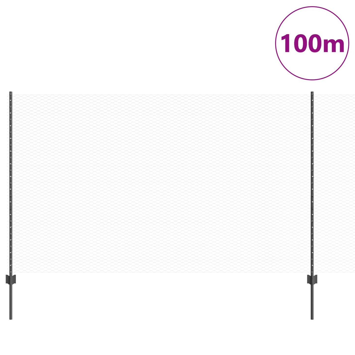 Hekpaal 22 St U-Channel Grijs 140 Cm Staal,  Zeshoekig Hek Grijs 1,4X100 M Staal
