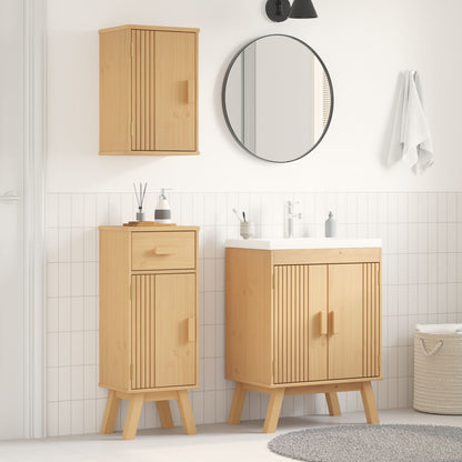 3-Delige Grenen Badkamer Meubelset Wasbak + kleine + gemiddelde kast