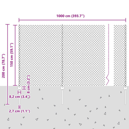 Kettinglink Hek Met 20 U-Stukken Grijs 1.5X10 M Staal