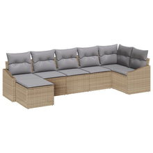 7-Delige Tuin Eetset Met Kussens Beige Poly Rattan