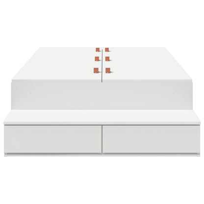 Opbergbedframe Wit Bewerkt Hout 236,5 X 90 X 31,5 Cm Artisanaal Eiken