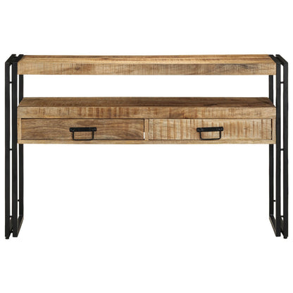Eettafels Zwart Massief Mango Hout En Metaal 120 x 33 x 75 cm Massief ruw mangohout