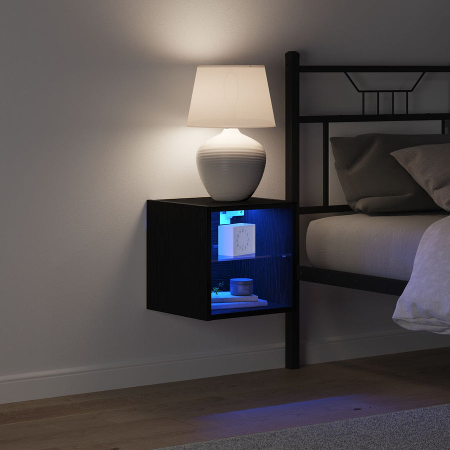 Led Tv-Kast Zwart Eiken 30X28,5X30 Cm Houtmateriaal