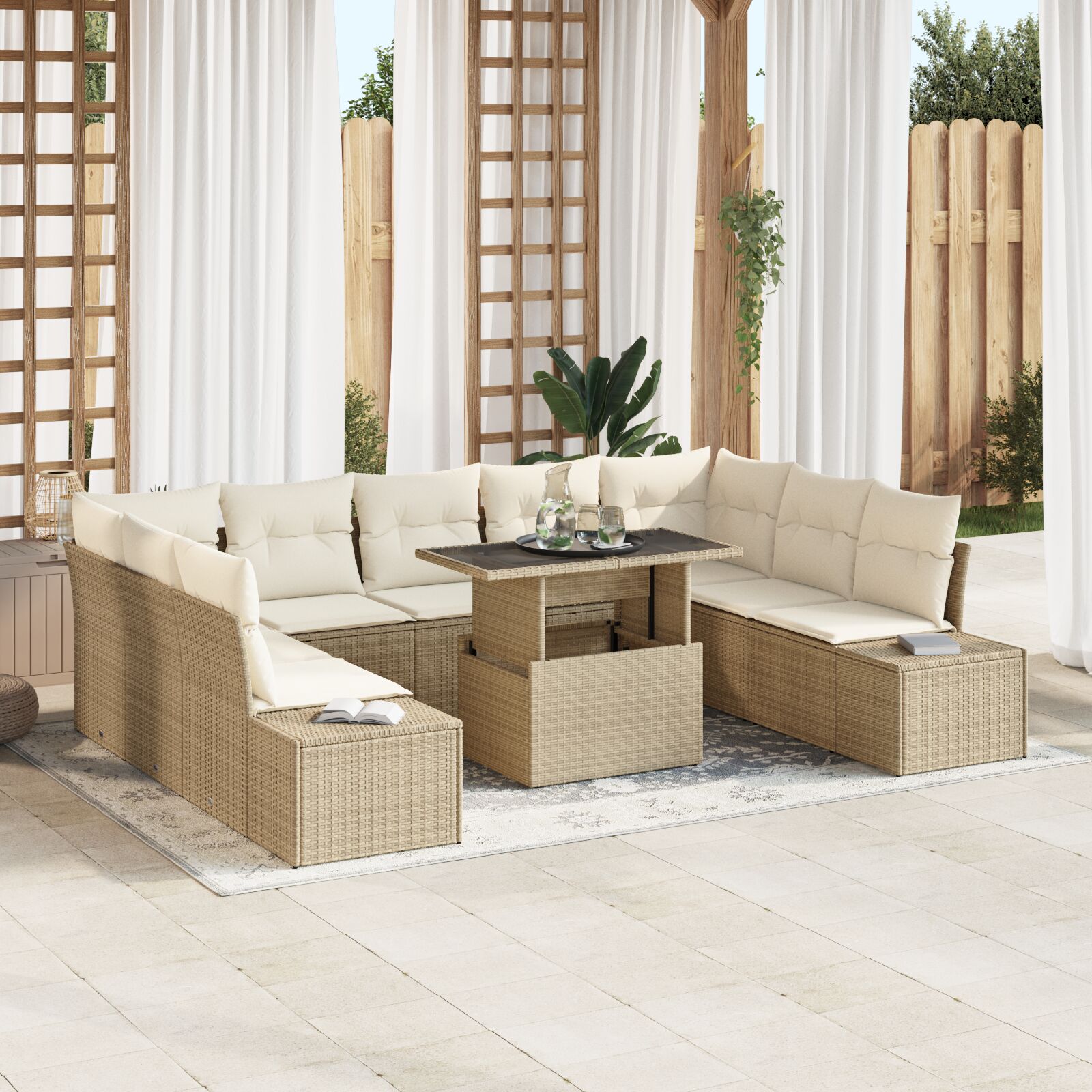 Tuinbank Set Set Van 10 Beige En Lichtbruin